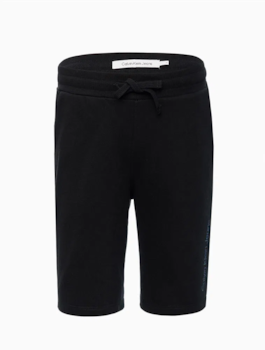 BERMUDA CKJ KIDS MAS MOLETOM BASICA LOGO VERTICAL PRETO