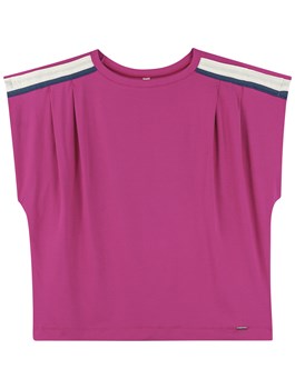 BLUSA MC GL RED CANOA DET LISTRAS OMBRO ROSA PINK