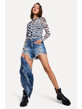 BLUSA REVERSA FEM ML TULE ZEBRA OFF WHITE