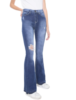 CALCA CKJ FEM JEANS HIGH RISE FLARE AZUL MEDIO