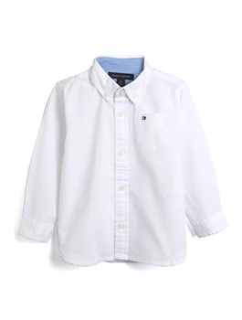 CAMISA TOMMY KIDS BB MAS ML SOLID OXFORD WOVEN BRANCO
