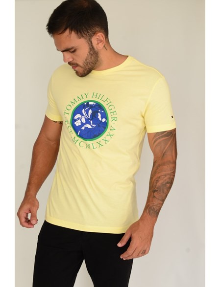 Camiseta Tommy Hilfiger Masculina Essential Cotton Icon Amarela