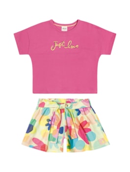 CONJUNTO FEM BL JUST LOVE E SHORT CANEL NO EST ROSA - 4/8