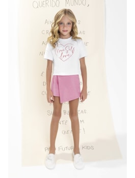 CONJUNTO FEM BL MORE SELF LOVE E SHORT SAIA DET BRANCO - 4/8