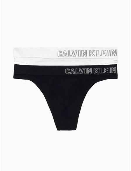 Kit 2 Calcinha Tanga String Logo - Calvin Klein Underwear - Preto