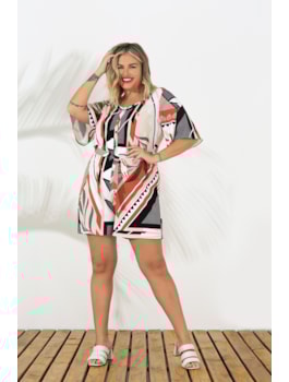 MACACAO CURTO MC VISCOSE GEOMETRIC PRINT LISAMOUR