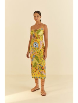 VESTIDO MIDI JARDIM DE VERAO FARM EST AMARELO