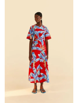 VESTIDO MIDI SELVA DOCE FARM EST VERMELHO